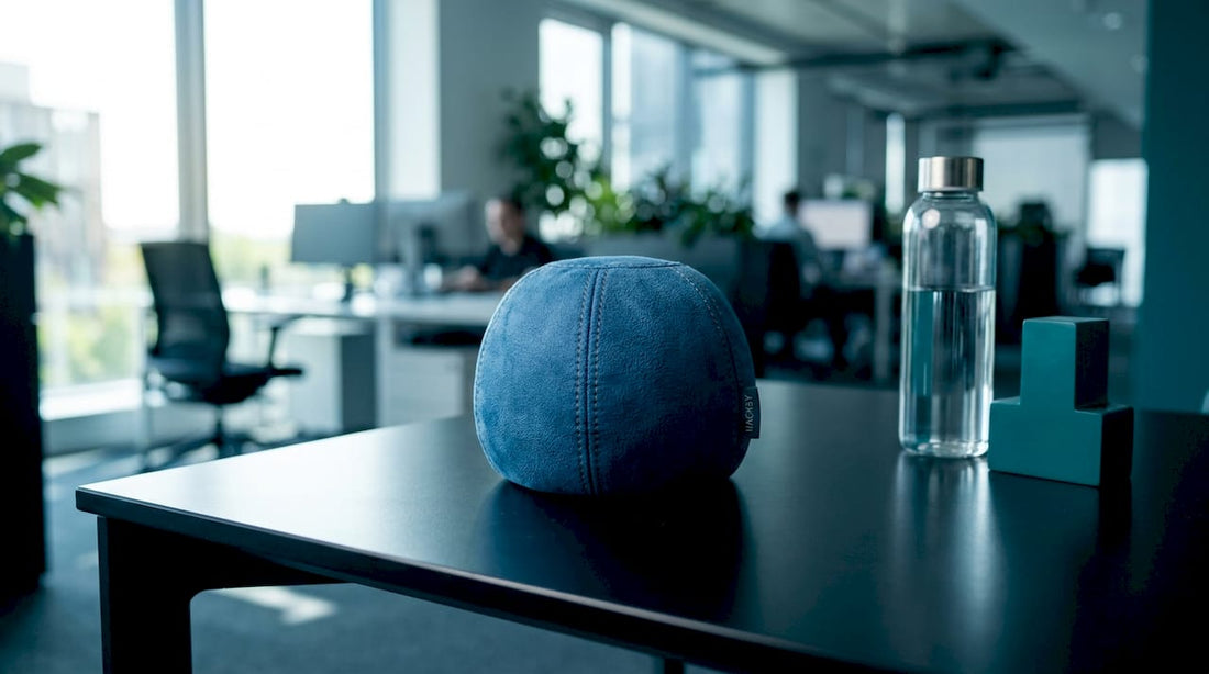 Close-up of synthetic material footbag on table
