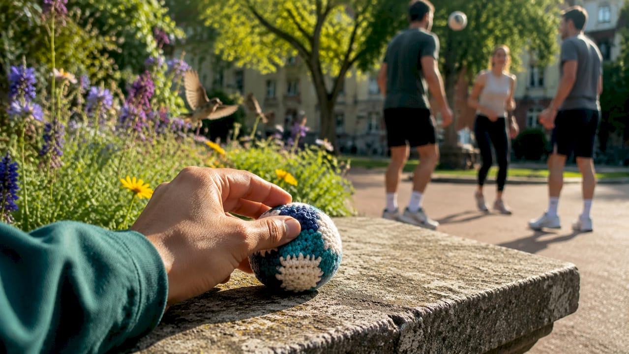 Hand touching quality cotton crochet hacky sack